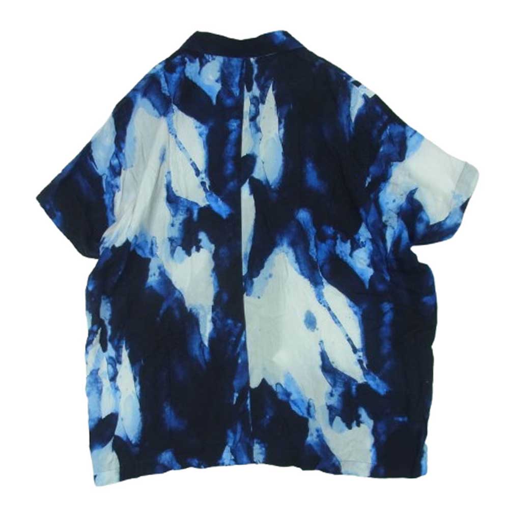 ISSEY MIYAKE イッセイミヤケ 17SS ME71FJ244 MEN 水墨画 水彩 オープンカラー 半袖 シャツ ブルー系 ホワイト系 ブラック系 3【中古】