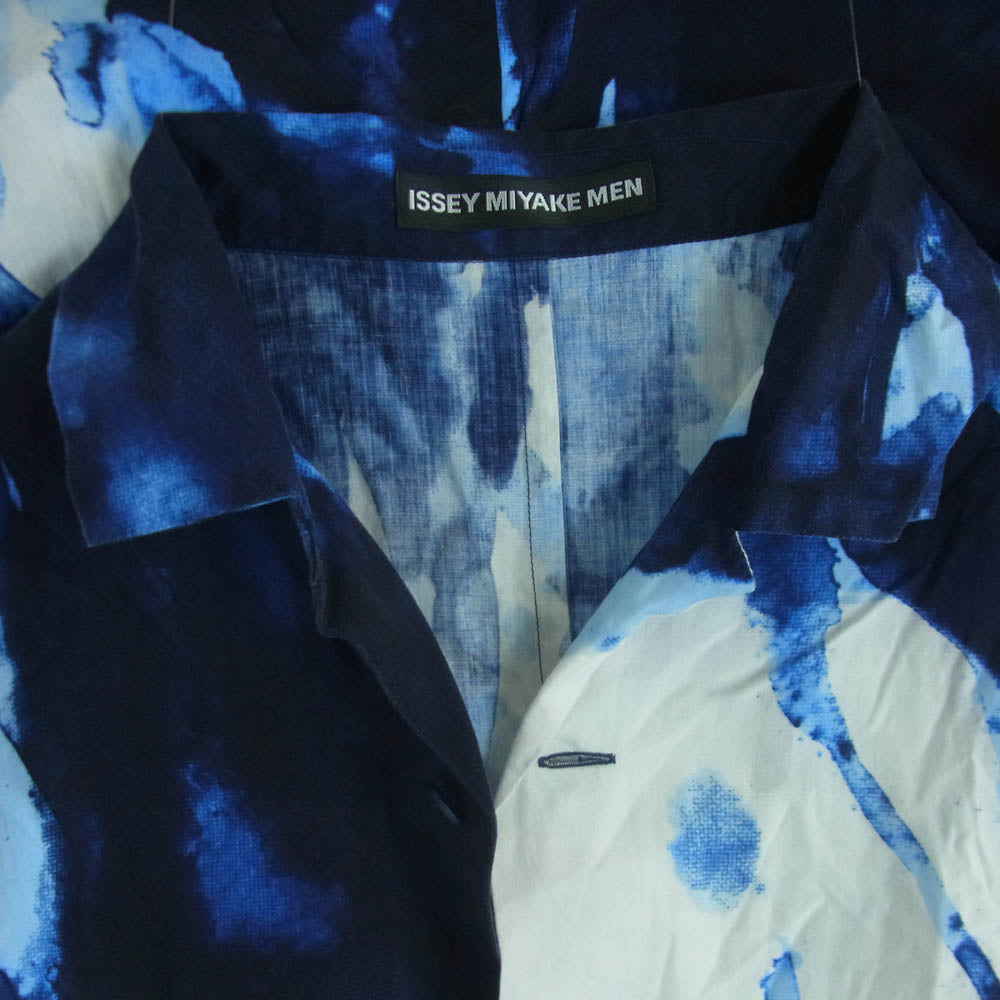ISSEY MIYAKE イッセイミヤケ 17SS ME71FJ244 MEN 水墨画 水彩 オープンカラー 半袖 シャツ ブルー系 ホワイト系 ブラック系 3【中古】