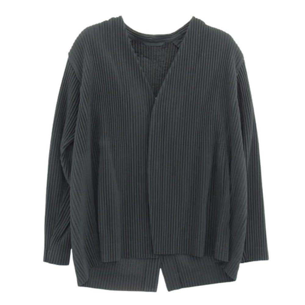 HOMME PLISSE ISSEY MIYAKE オム プリッセ イッセイミヤケ 23SS HP31JD155 プリーツ加工 カーディガン ノーカラージャケット グレー系【中古】