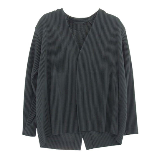 HOMME PLISSE ISSEY MIYAKE オム プリッセ イッセイミヤケ 23SS HP31JD155 プリーツ加工 カーディガン ノーカラージャケット グレー系【中古】