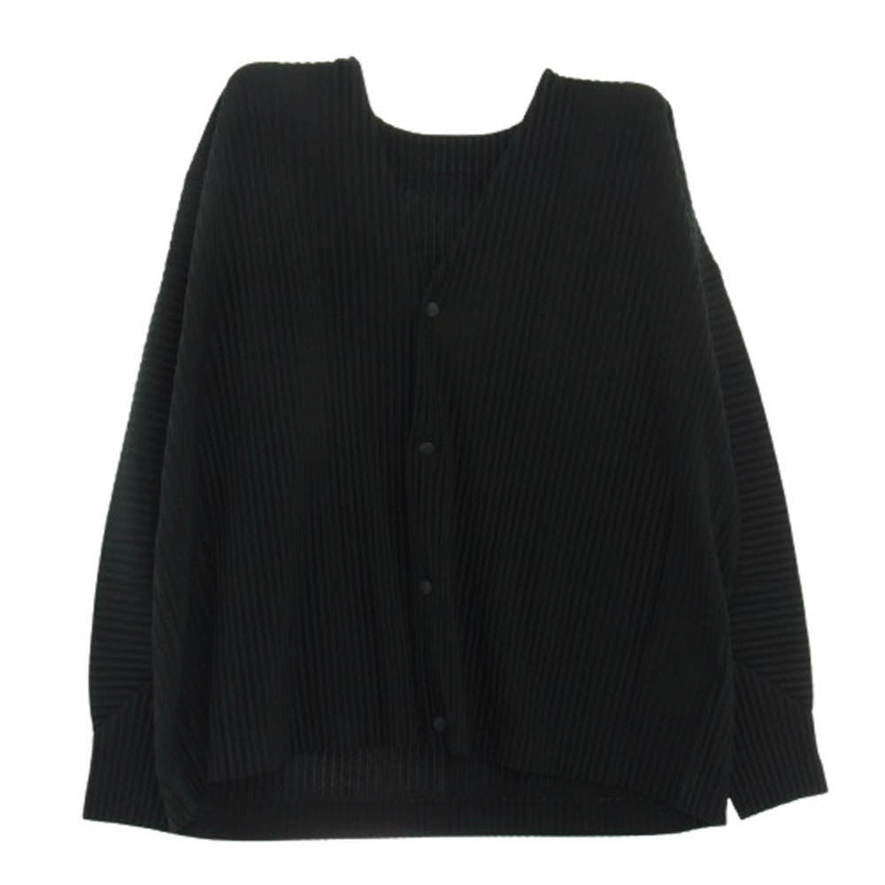 HOMME PLISSE ISSEY MIYAKE オム プリッセ イッセイミヤケ 25SS HP51JL116 MONTHLY COLOR APRIL マンスリーカラー エイプリル プリーツ加工 カーディガン ノーカラージャケット ブラック系【中古】