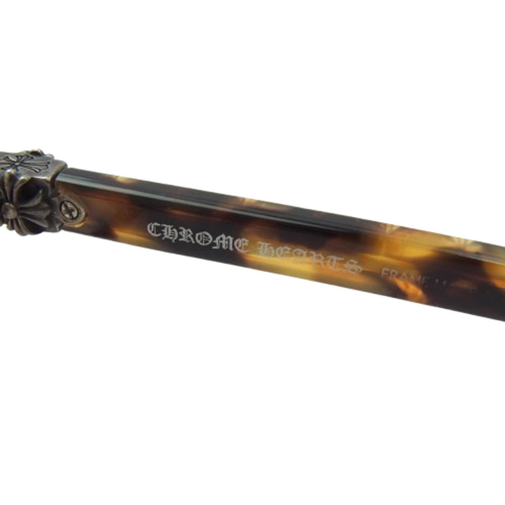 CHROME HEARTS クロムハーツ（原本無） MICROPOKE CHプラステンプル マーブル 度無し メガネ アイウェア 眼鏡 ブラウン系 50□17-138【中古】