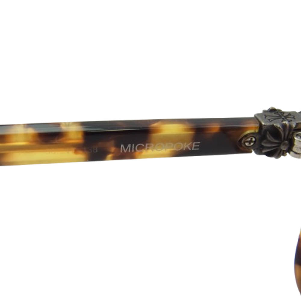 CHROME HEARTS クロムハーツ（原本無） MICROPOKE CHプラステンプル マーブル 度無し メガネ アイウェア 眼鏡 ブラウン系 50□17-138【中古】