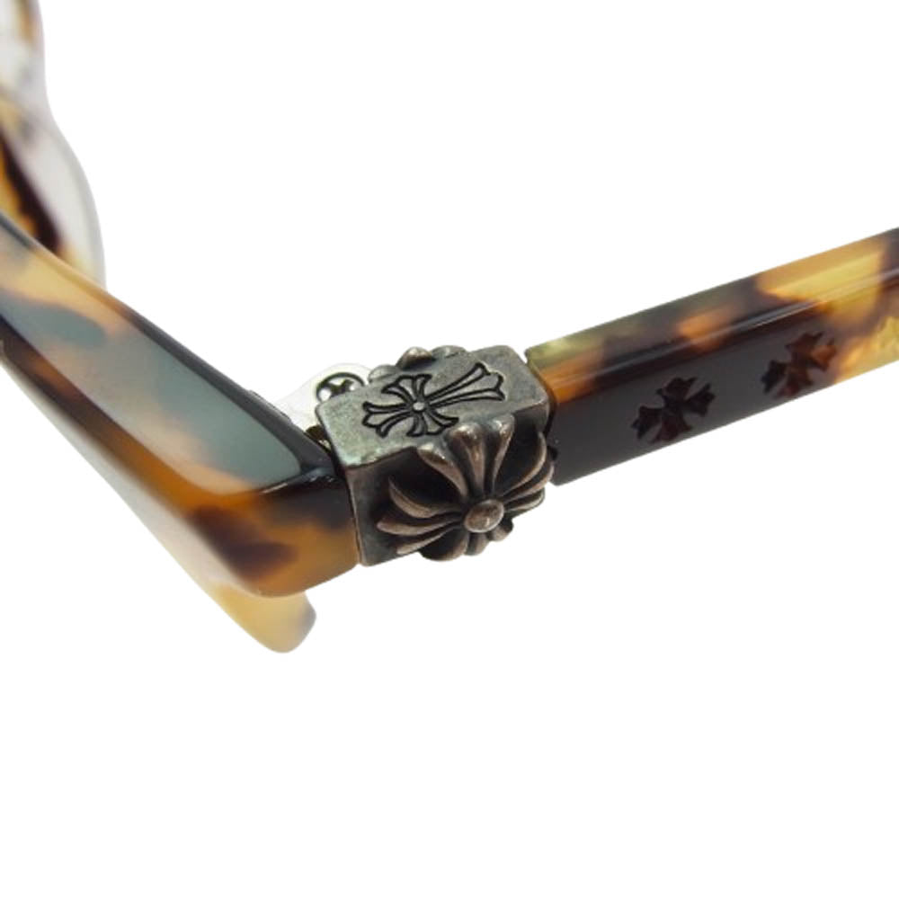 CHROME HEARTS クロムハーツ（原本無） MICROPOKE CHプラステンプル マーブル 度無し メガネ アイウェア 眼鏡 ブラウン系 50□17-138【中古】