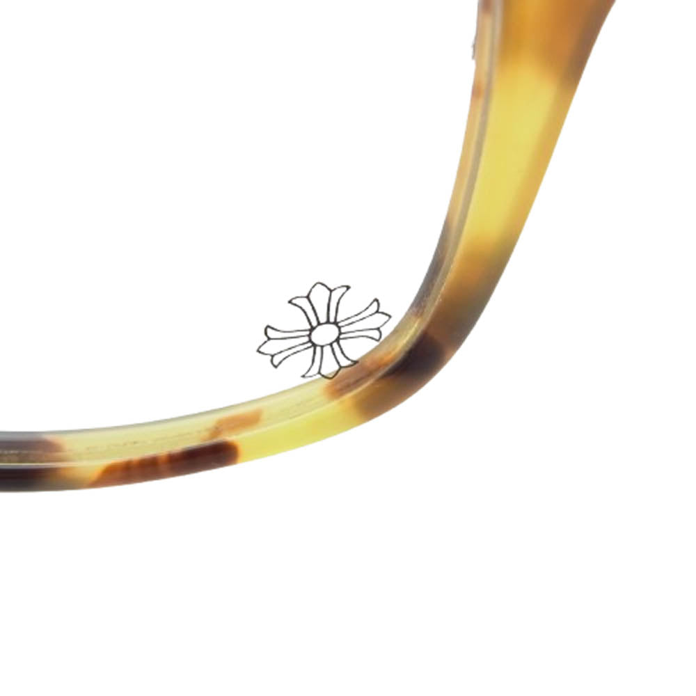 CHROME HEARTS クロムハーツ（原本無） MICROPOKE CHプラステンプル マーブル 度無し メガネ アイウェア 眼鏡 ブラウン系 50□17-138【中古】