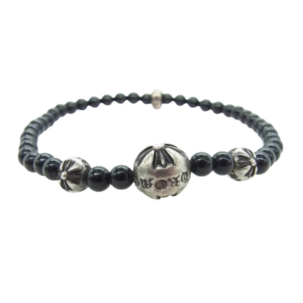 CHROME HEARTS クロムハーツ（原本無） 4ｍｍ BEAD ビーズ ブレスレット シルバーパーツ4 ブラック ブラック系 シルバー系【中古】