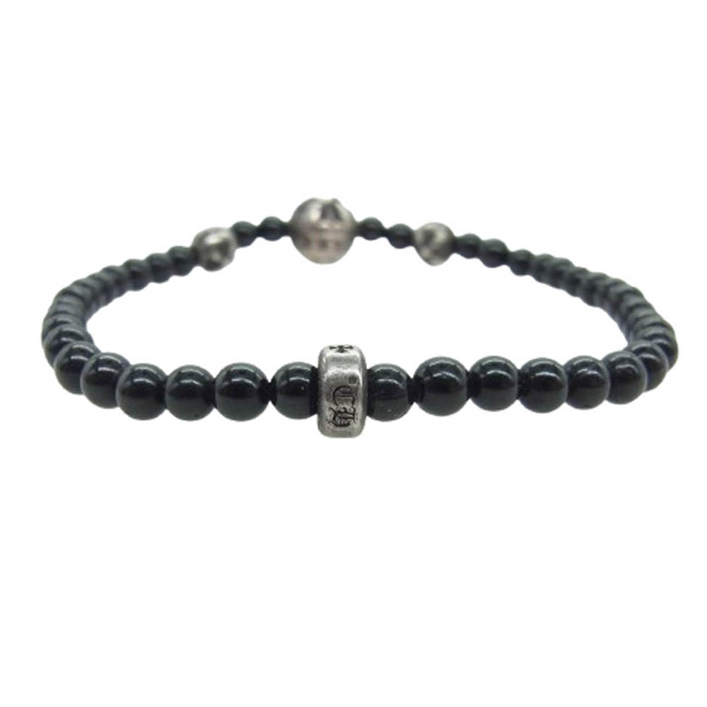CHROME HEARTS クロムハーツ（原本無） 4ｍｍ BEAD ビーズ ブレスレット シルバーパーツ4 ブラック ブラック系 シルバー系【中古】