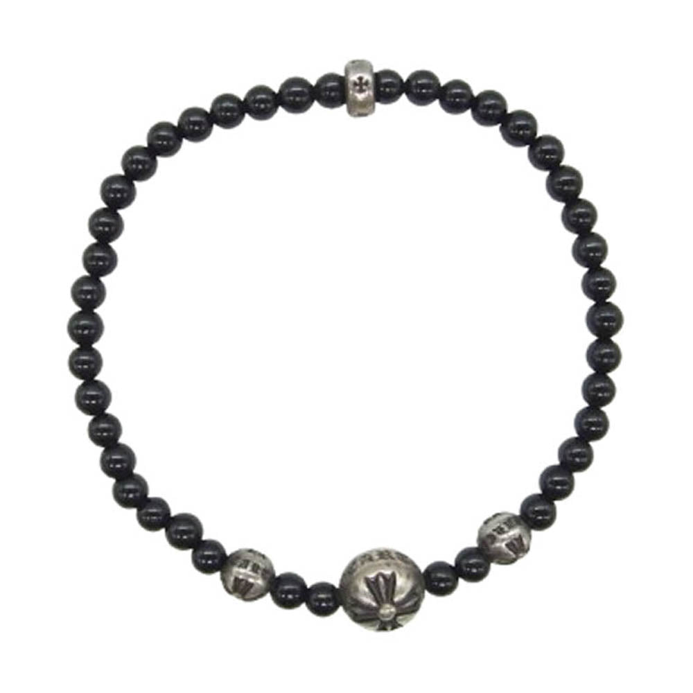 CHROME HEARTS クロムハーツ（原本無） 4ｍｍ BEAD ビーズ ブレスレット シルバーパーツ4 ブラック ブラック系 シルバー系【中古】