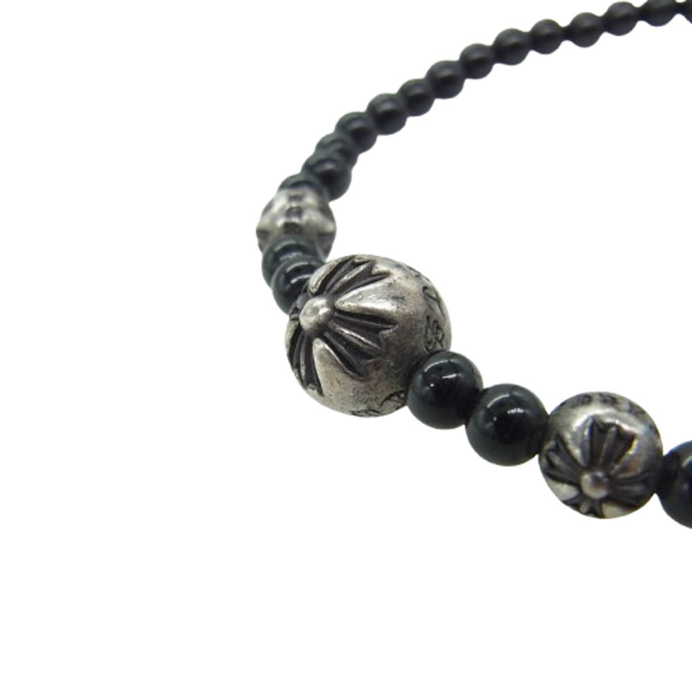CHROME HEARTS クロムハーツ（原本無） 4ｍｍ BEAD ビーズ ブレスレット シルバーパーツ4 ブラック ブラック系 シルバー系【中古】