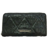 CHROME HEARTS クロムハーツ（原本無） REC F ZIP QUILTED スクロールラベル セメタリークロス キルティング レザー ウォレット 長財布 ブラック系【中古】
