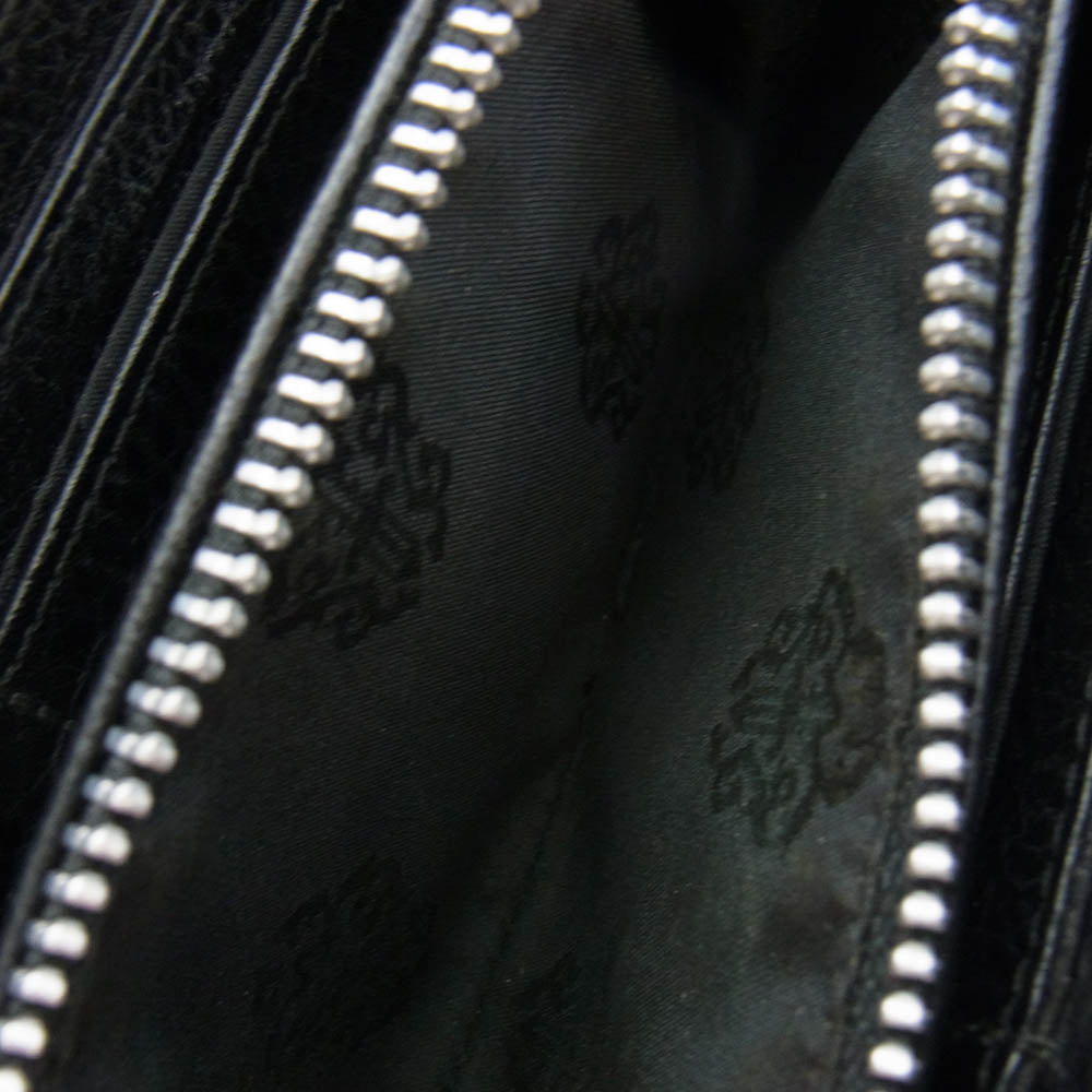 CHROME HEARTS クロムハーツ（原本無） REC F ZIP QUILTED スクロールラベル セメタリークロス キルティング レザー ウォレット 長財布 ブラック系【中古】