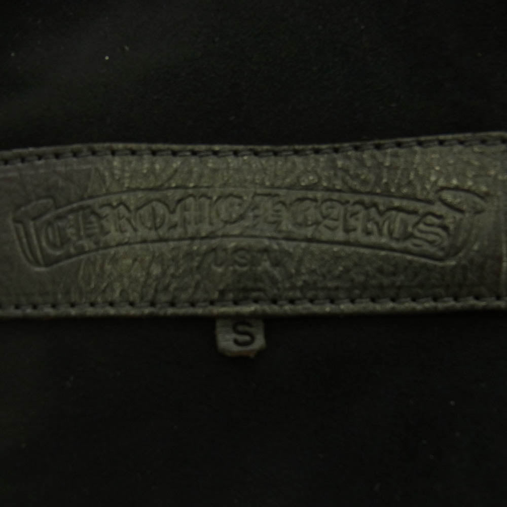 CHROME HEARTS クロムハーツ（原本無） バックフレアニー クロスボールボタン ウエスタン レザー シャツ ブラック系 S【中古】