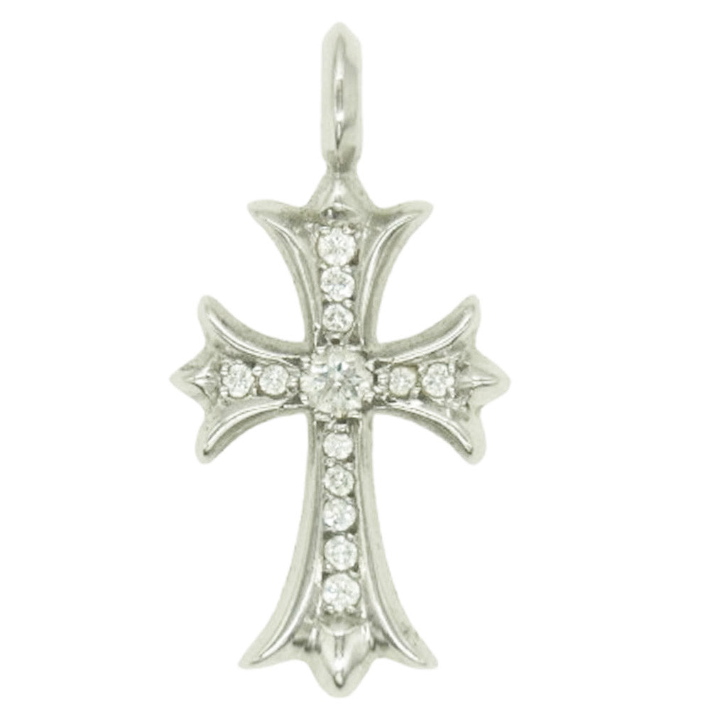 CHROME HEARTS クロムハーツ（原本無） PT TNY CRSF P DMND プラチナ タイニーファット パヴェダイヤ ペンダントトップ シルバー系【中古】