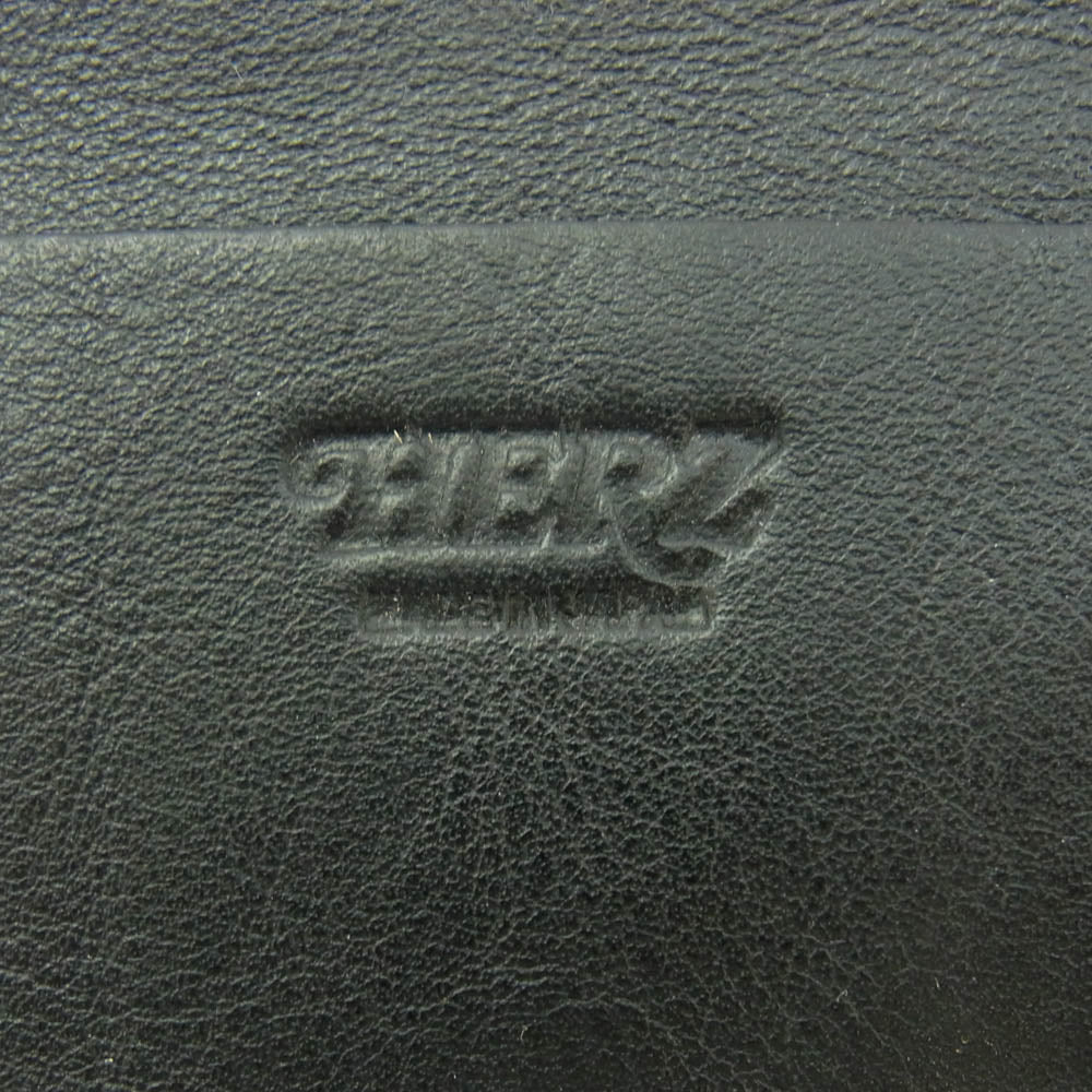 HERZ ヘルツ ファスナー マチ付き レザー ポーチ Mサイズ ブラック ブラック系【中古】