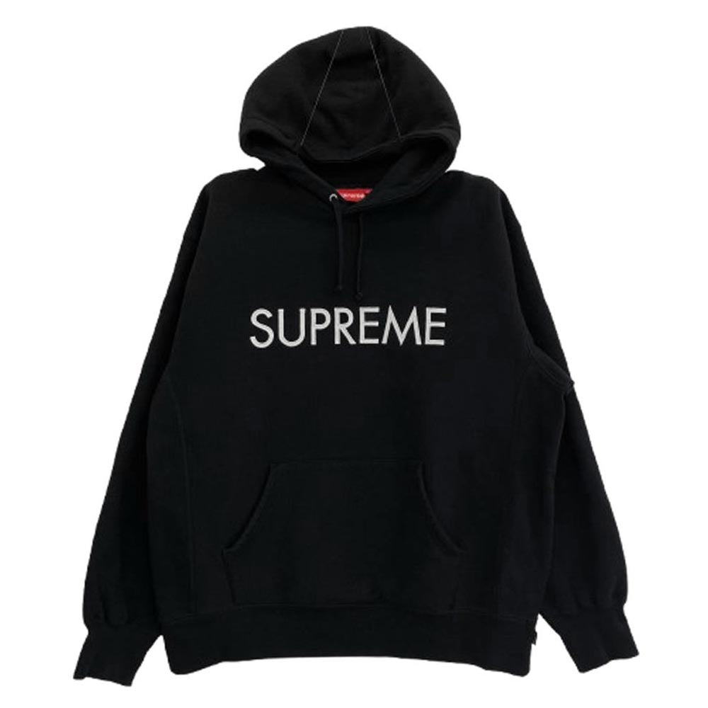 Supreme シュプリーム 22AW Capital Hooded Sweatshirt ロゴ フーディー パーカー ブラック系 L【中古】