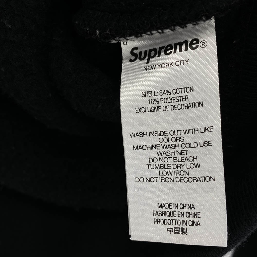 Supreme シュプリーム 22AW Satin Applique Hooded Sweatshirt バック ロゴ フーディー パーカー ブラック系 L【中古】