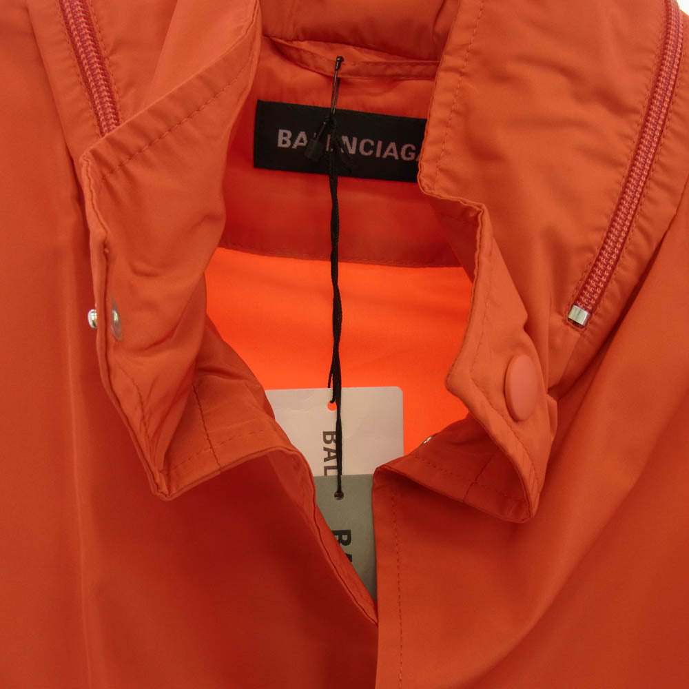 BALENCIAGA バレンシアガ 19AW 556238 TYD36 Logo Raincoat バックロゴ レインコート フーデッドロングジャケット ウィンドブレーカー レッド系 46【極上美品】【中古】