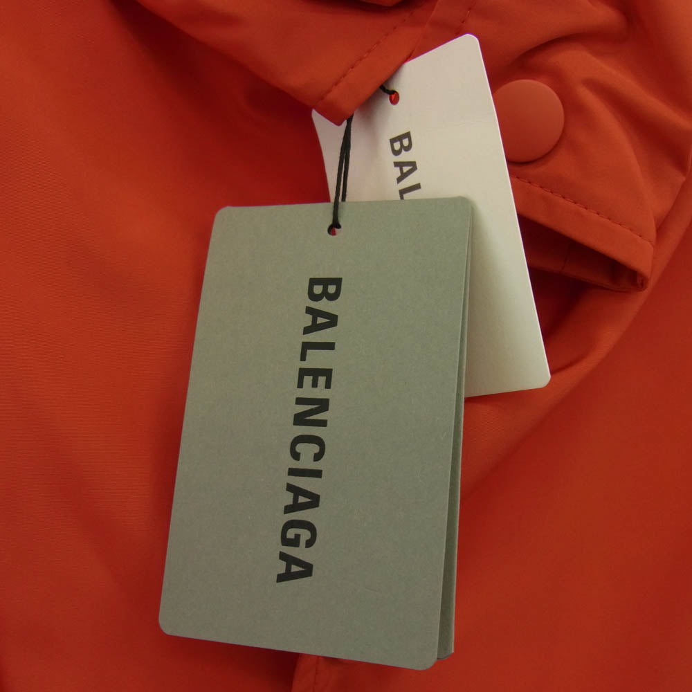 BALENCIAGA バレンシアガ 19AW 556238 TYD36 Logo Raincoat バックロゴ レインコート フーデッドロングジャケット ウィンドブレーカー レッド系 46【極上美品】【中古】
