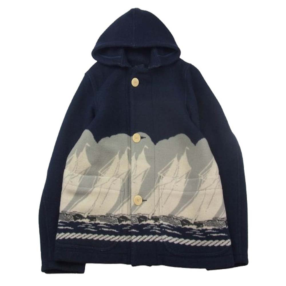 JELADO ジェラード john gluckow ジョングラッコー フード付き ブランケット ジャケット ネイビー系 XL【中古】