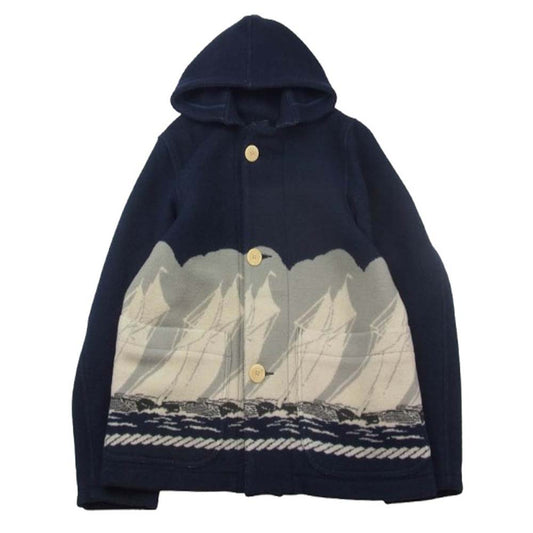 JELADO ジェラード john gluckow ジョングラッコー フード付き ブランケット ジャケット ネイビー系 XL【中古】