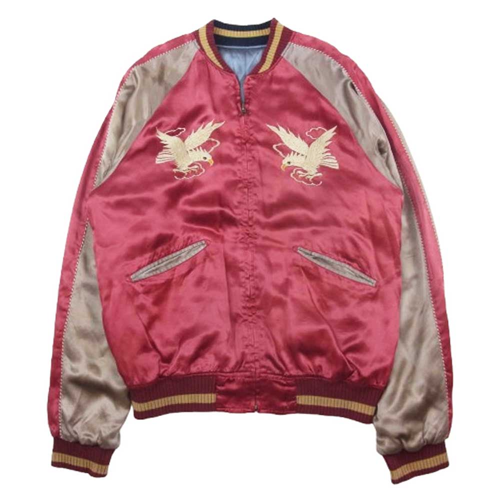 JELADO ジェラード REVERSIBLE SUKA JACKET AIR BORNE × 虎 リバーシブル サテン スカジャン スカ ジャケット エンジ系 L【中古】