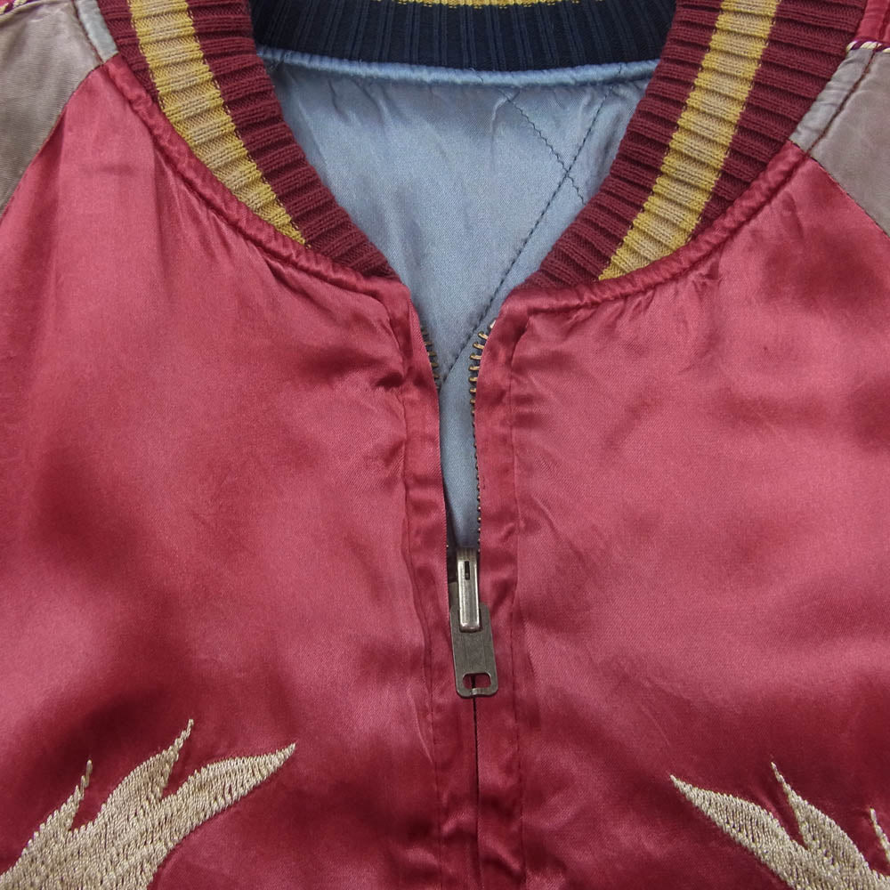 JELADO ジェラード REVERSIBLE SUKA JACKET AIR BORNE × 虎 リバーシブル サテン スカジャン スカ ジャケット エンジ系 L【中古】