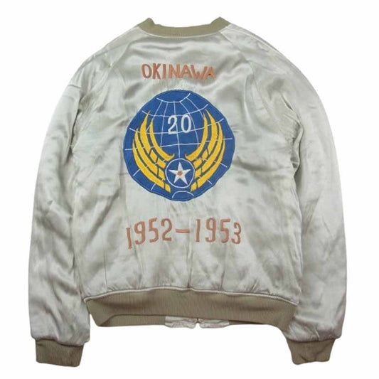 JELADO ジェラード JRSK-001 U.S.AIR FORCE 第20空軍 × 唐獅子 リバーシブル サテン スカジャン 受注生産 グレー系 L【美品】【中古】