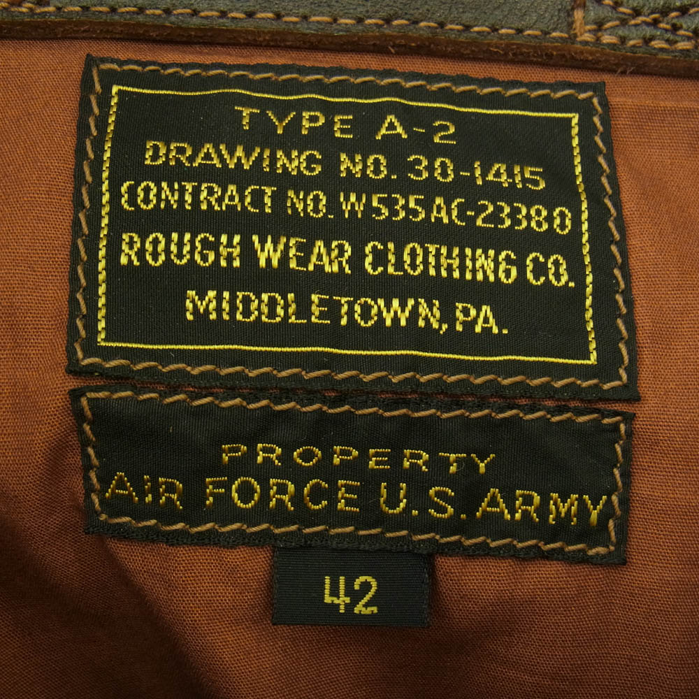 RAINBOW COUNTRY レインボーカントリー Type A-2 ROUGH WEAR ラフウェア 実名復刻 フライト ジャケット ブラウン系 42【中古】