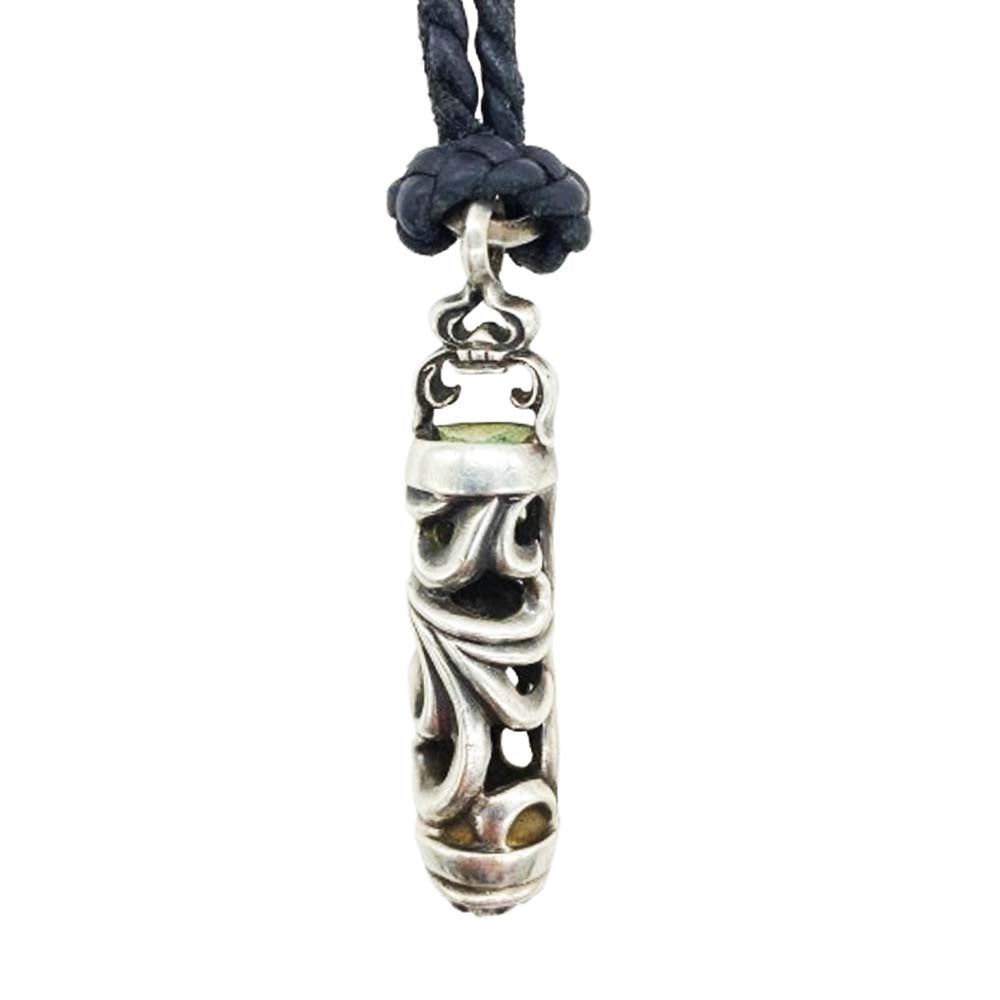 CHROME HEARTS クロムハーツ（原本無） ROLLER ローラー ペンダントトップ レザーブレード ネックレス ブラック系 シルバー系【中古】