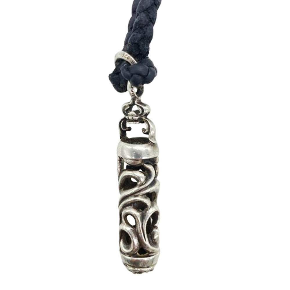 CHROME HEARTS クロムハーツ（原本無） ROLLER ローラー ペンダントトップ レザーブレード ネックレス ブラック系 シルバー系【中古】