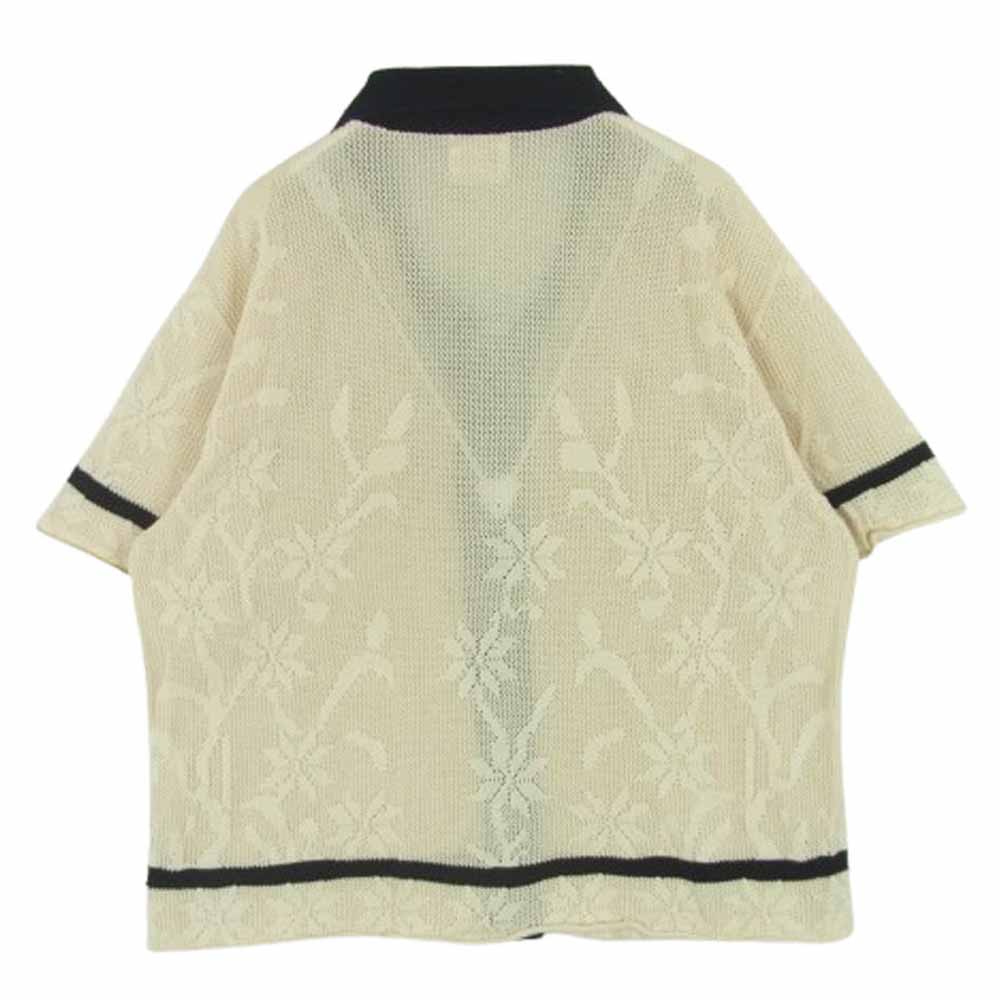 ジョンリンクス JL202-KN764 ニット生地 半袖 カーディガン シャツ ブラウス コットン 中国製 ベージュ系 F【中古】