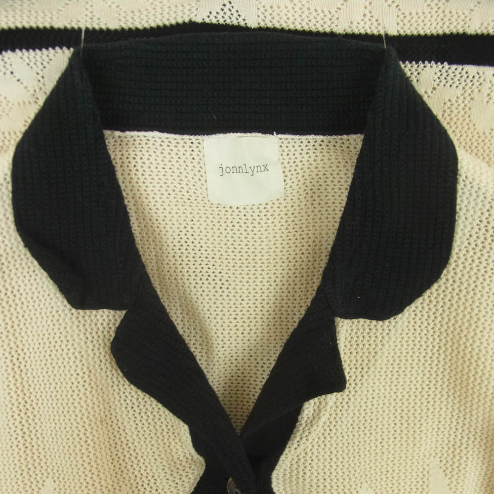 ジョンリンクス JL202-KN764 ニット生地 半袖 カーディガン シャツ ブラウス コットン 中国製 ベージュ系 F【中古】