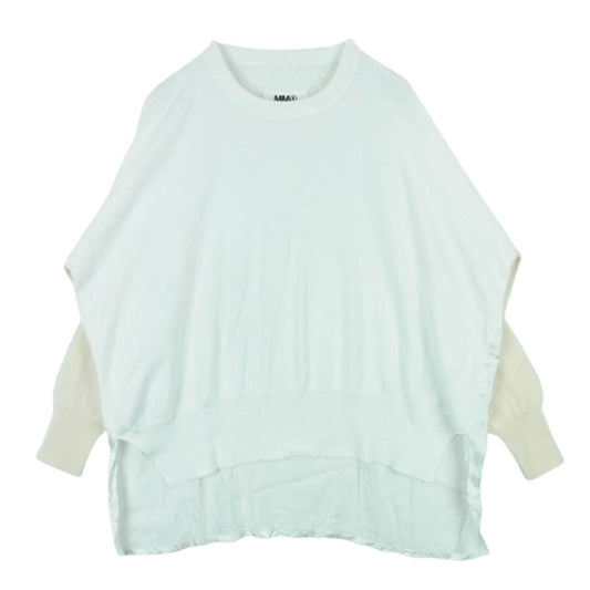 MAISON MARGIELA メゾンマルジェラ 18SS S52HA0101 S16248 ラウンドネック バック切替 デザイン クルーネック ニット セーター スウェット ホワイト系 M【中古】