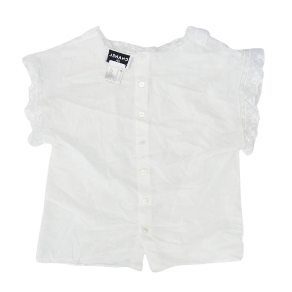 CHANEL シャネル 01P P17753V09863 レース刺繍 バックボタン シースルー ノースリーブ ブラウス シャツ ホワイト系 42【中古】