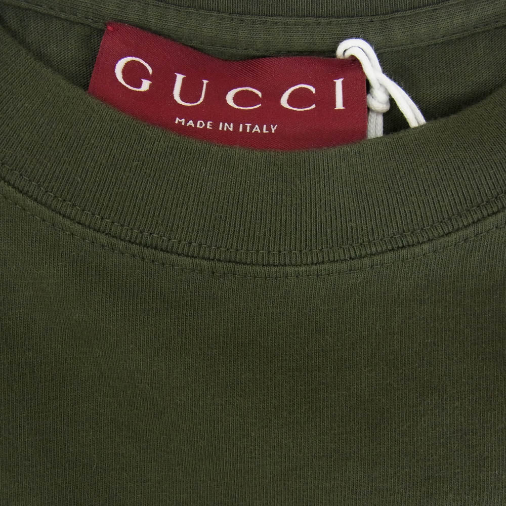 GUCCI グッチ 798115 XJG54 Embroidered cotton jersey T-shirt エンブロイダリ― コットンジャージー Tシャツ カットソー グリーン系 M【新古品】【未使用】【中古】