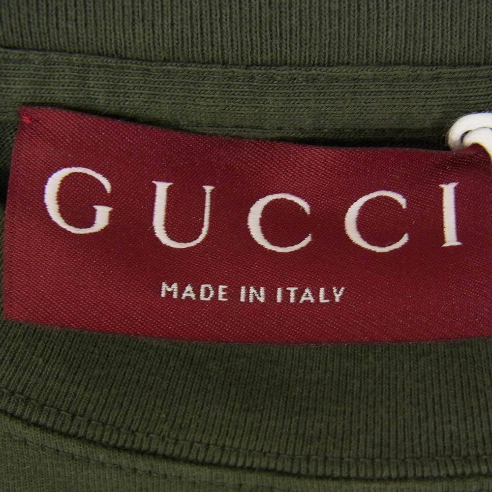 GUCCI グッチ 798115 XJG54 Embroidered cotton jersey T-shirt エンブロイダリ― コットンジャージー Tシャツ カットソー グリーン系 M【新古品】【未使用】【中古】