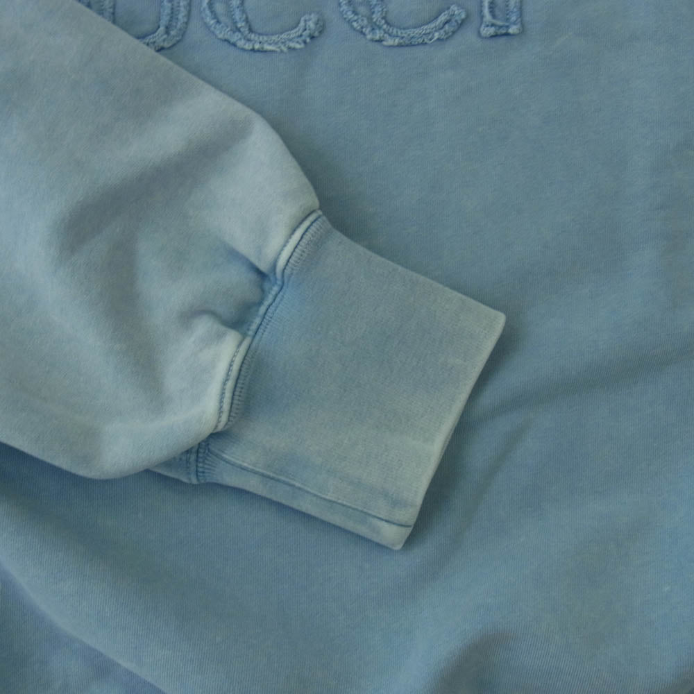 GUCCI グッチ 789582 XJGUL Embroidered cotton jersey sweatshirt エンブロイダリ― コットンジャージー スウェットシャツ トレーナー ライトブルー系 L【極上美品】【中古】