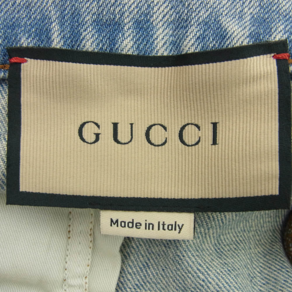 GUCCI グッチ 774078 XDCTN GG ロールアップ ターンアップ ウォッシュド デニムパンツ ジーンズ インディゴブルー系 31【極上美品】【中古】