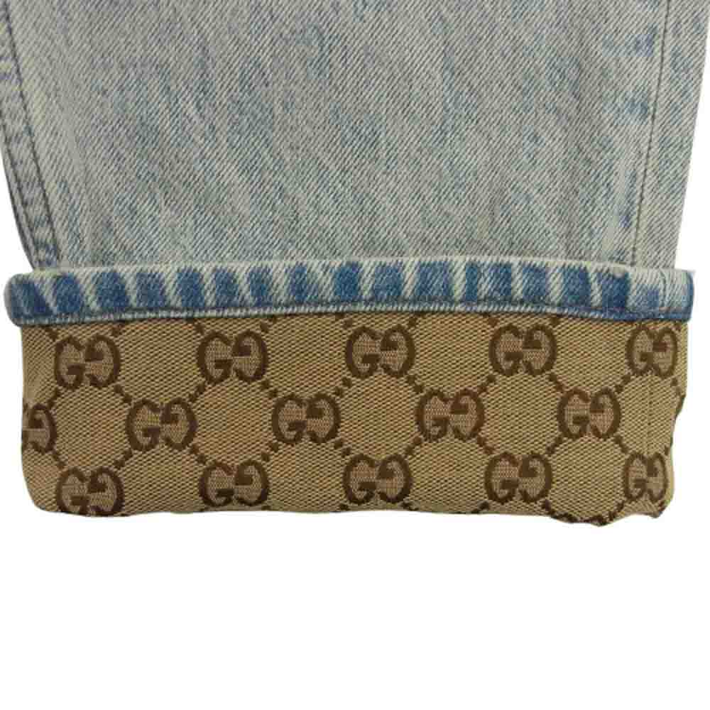 GUCCI グッチ 774078 XDCTN GG ロールアップ ターンアップ ウォッシュド デニムパンツ ジーンズ インディゴブルー系 31【極上美品】【中古】