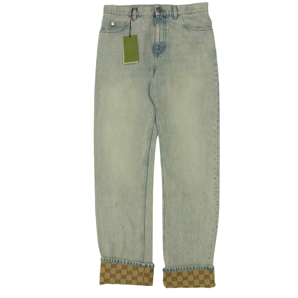 GUCCI グッチ 774078 XDCTN GG ロールアップ ターンアップ ウォッシュド デニムパンツ ジーンズ インディゴブルー系 31【極上美品】【中古】
