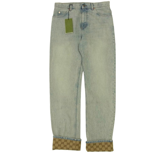 GUCCI グッチ 774078 XDCTN GG ロールアップ ターンアップ ウォッシュド デニムパンツ ジーンズ インディゴブルー系 31【極上美品】【中古】
