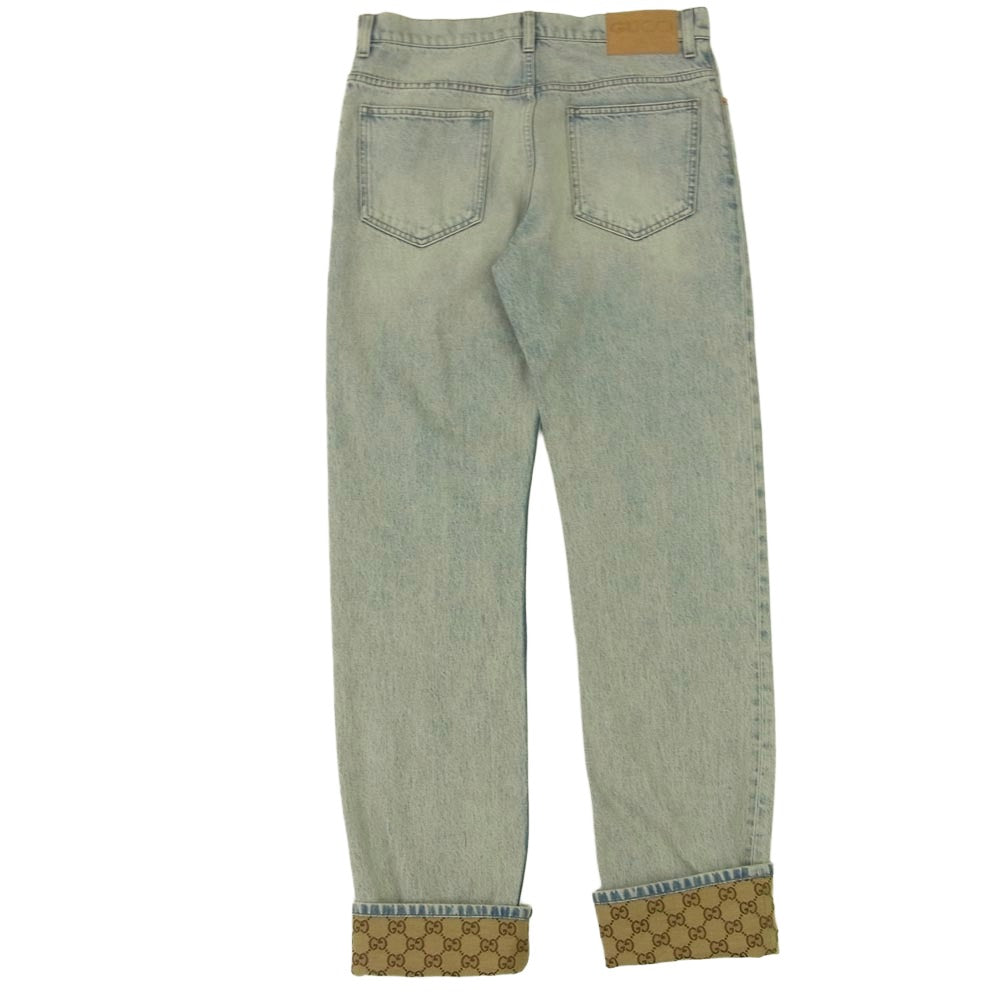 GUCCI グッチ 774078 XDCTN GG ロールアップ ターンアップ ウォッシュド デニムパンツ ジーンズ インディゴブルー系 31【極上美品】【中古】