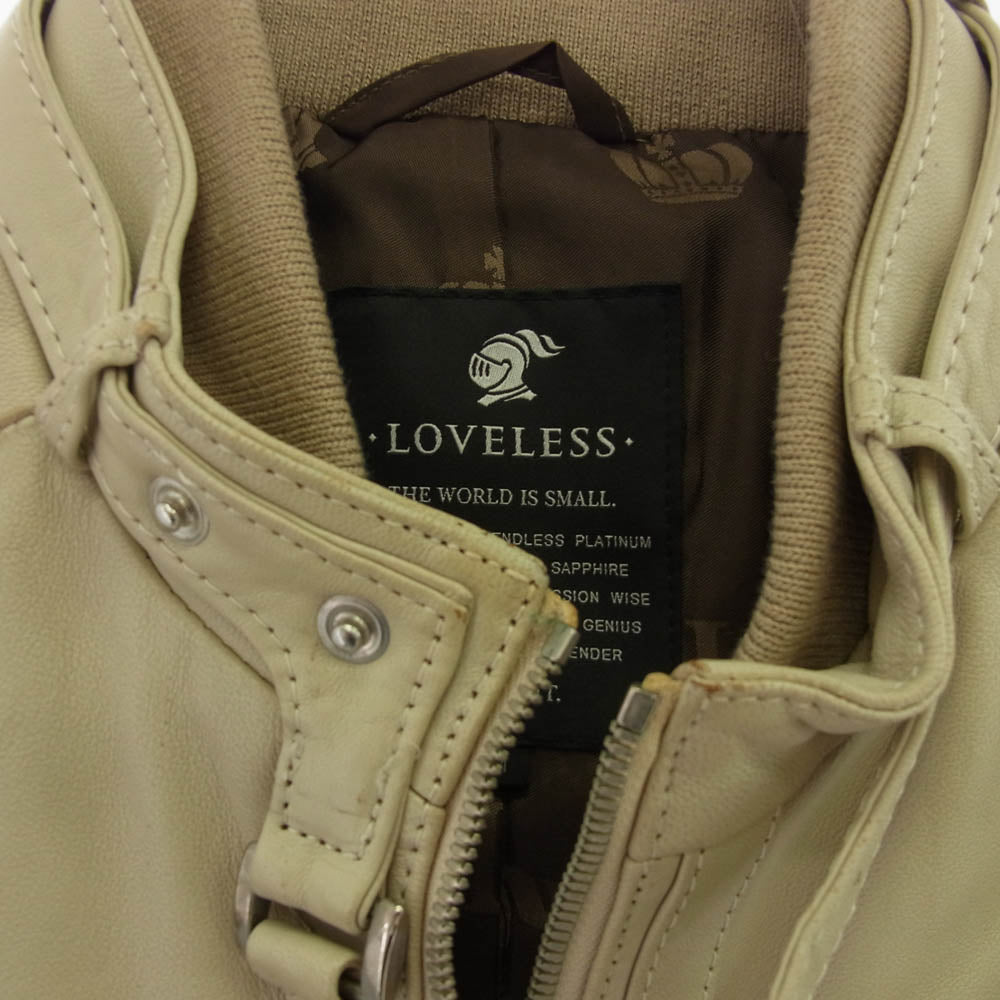 LOVELESS ラブレス 61F01-702-41 ラムレザー シングル ライダース ジャケット ベージュ系 M【中古】