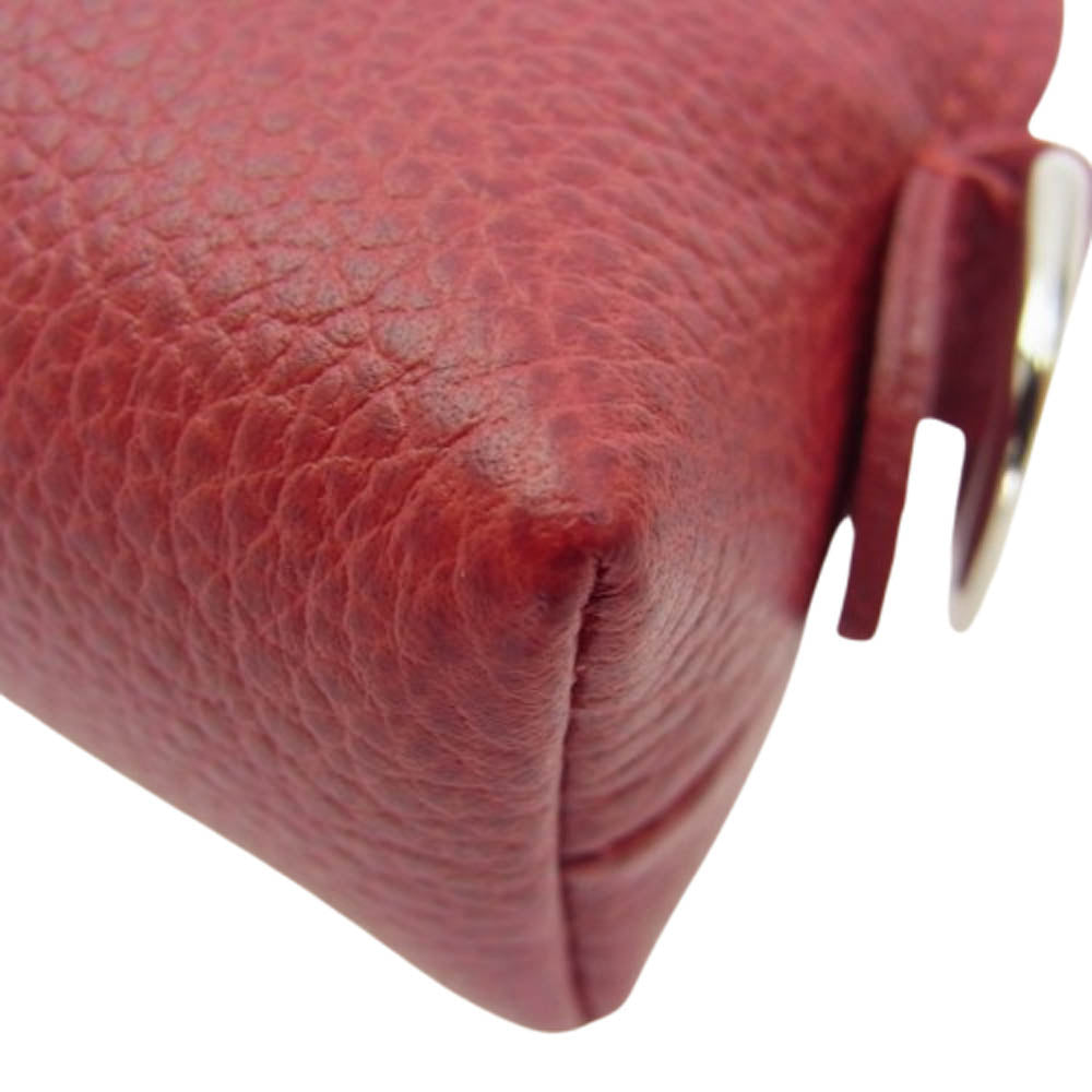 Longchamp ロンシャン レザーポーチ レッド レッド系【美品】【中古】