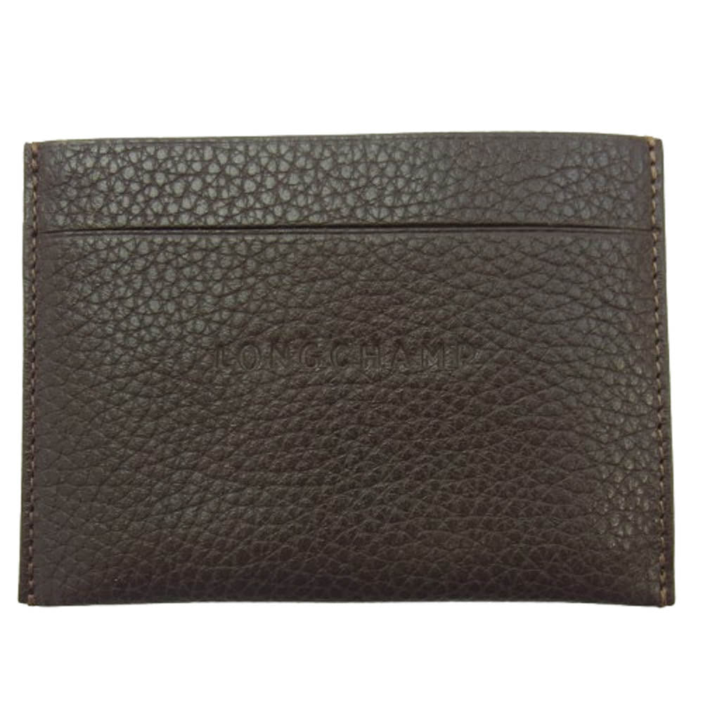 Longchamp ロンシャン レザーカードケース 名刺入れ ダークブラウン系【極上美品】【中古】