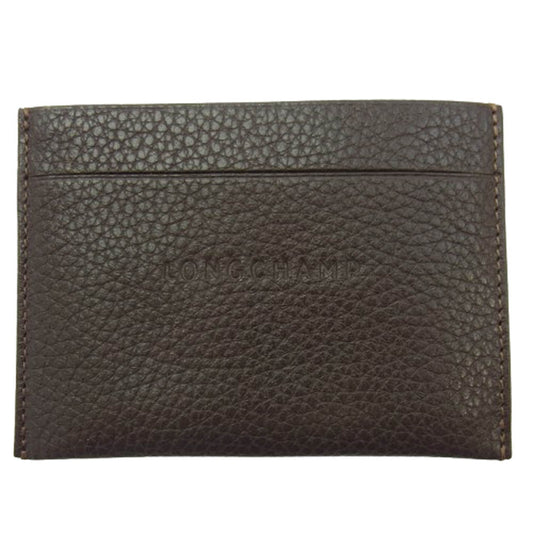 Longchamp ロンシャン レザーカードケース 名刺入れ ダークブラウン系【極上美品】【中古】
