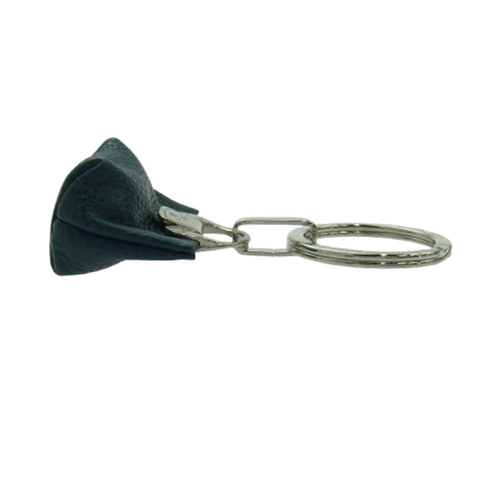 Longchamp ロンシャン レザー バッグ型 キーホルダー キーチャーム キーリング グリーンブルー系【中古】