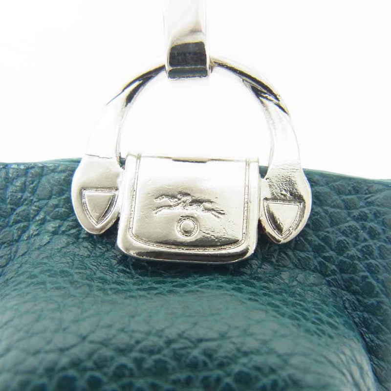 ロンシャン　レザーキーチャーム　グリーン Longchamp ロンシャン レザー バッグ型 キーホルダー キーチャーム