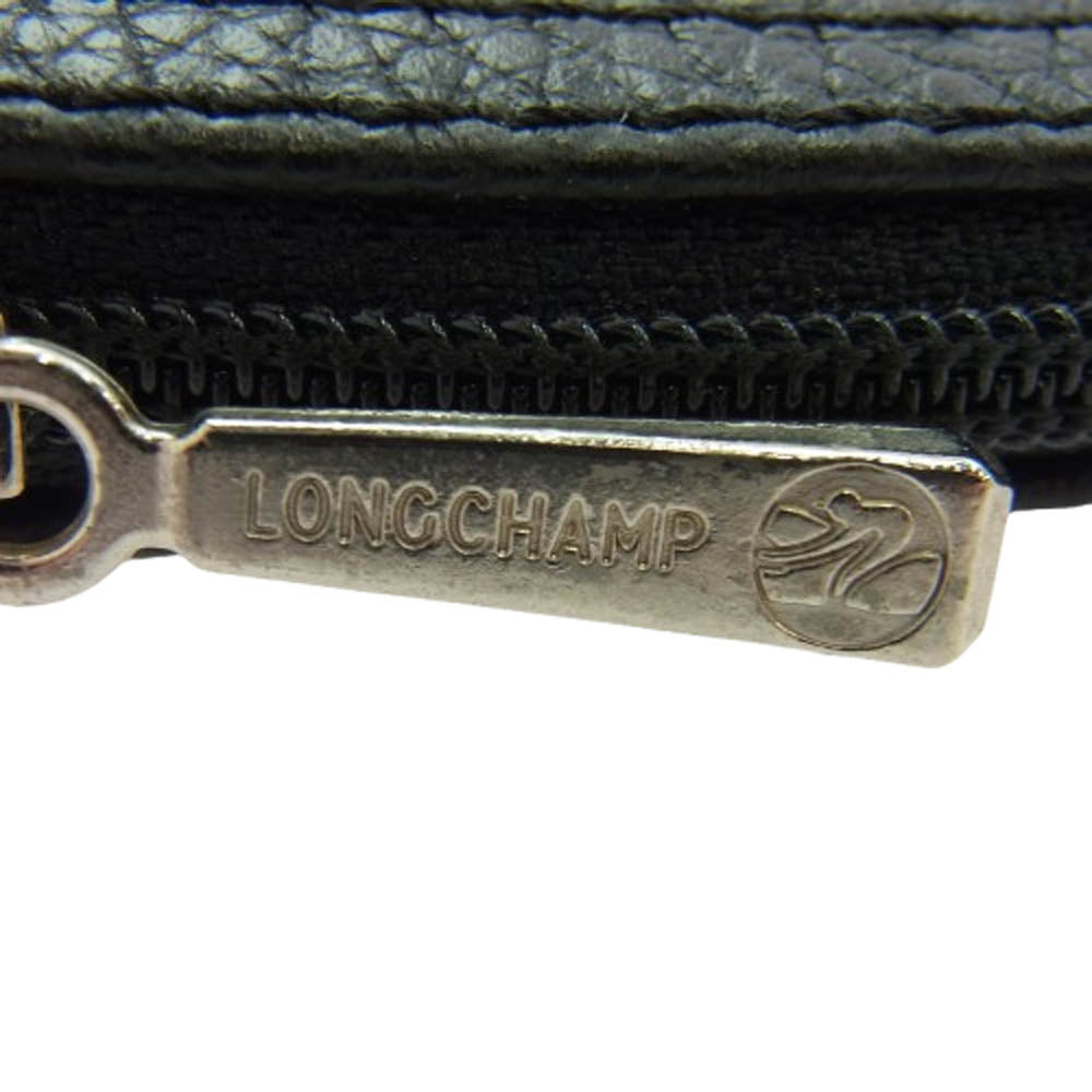 Longchamp ロンシャン レザー ペンケース 筆箱 ブラック ブラック系【美品】【中古】