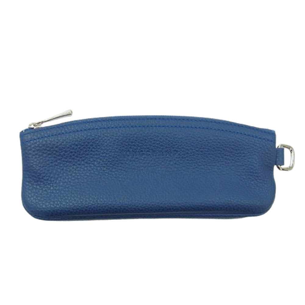 Longchamp ロンシャン レザー ペンケース 筆箱 ネイビー ブルー系【美品】【中古】